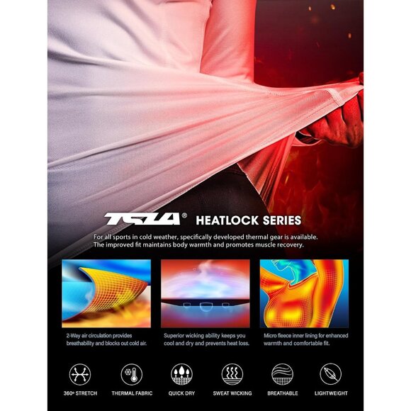 Women's Thermal Long Sleeve Compression Shirt - Crew Neck, Fleece Lined, Large - Picture 4 of 9